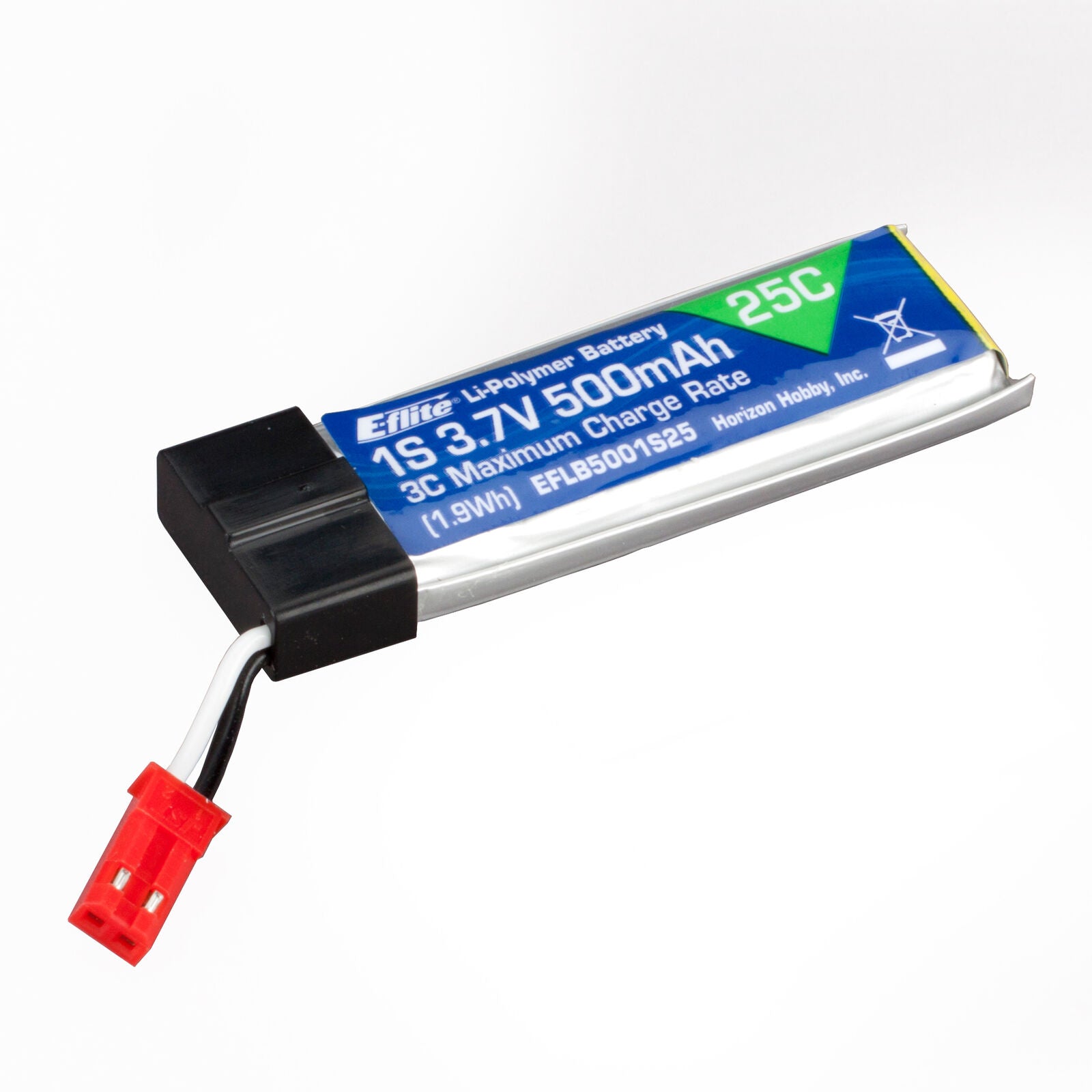 Batería LiPo de 500 mAh, 1 S, 3,7 V, 25 C: JST